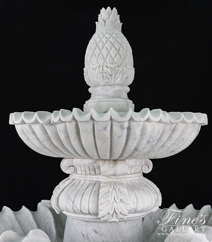 Marble Fountains  -  Luxurious Two Tiered White Marble Fountain - MF-1784